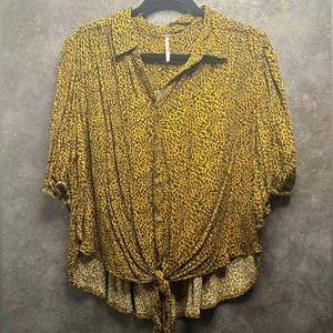 Free People Leopard Print Button up Top size L